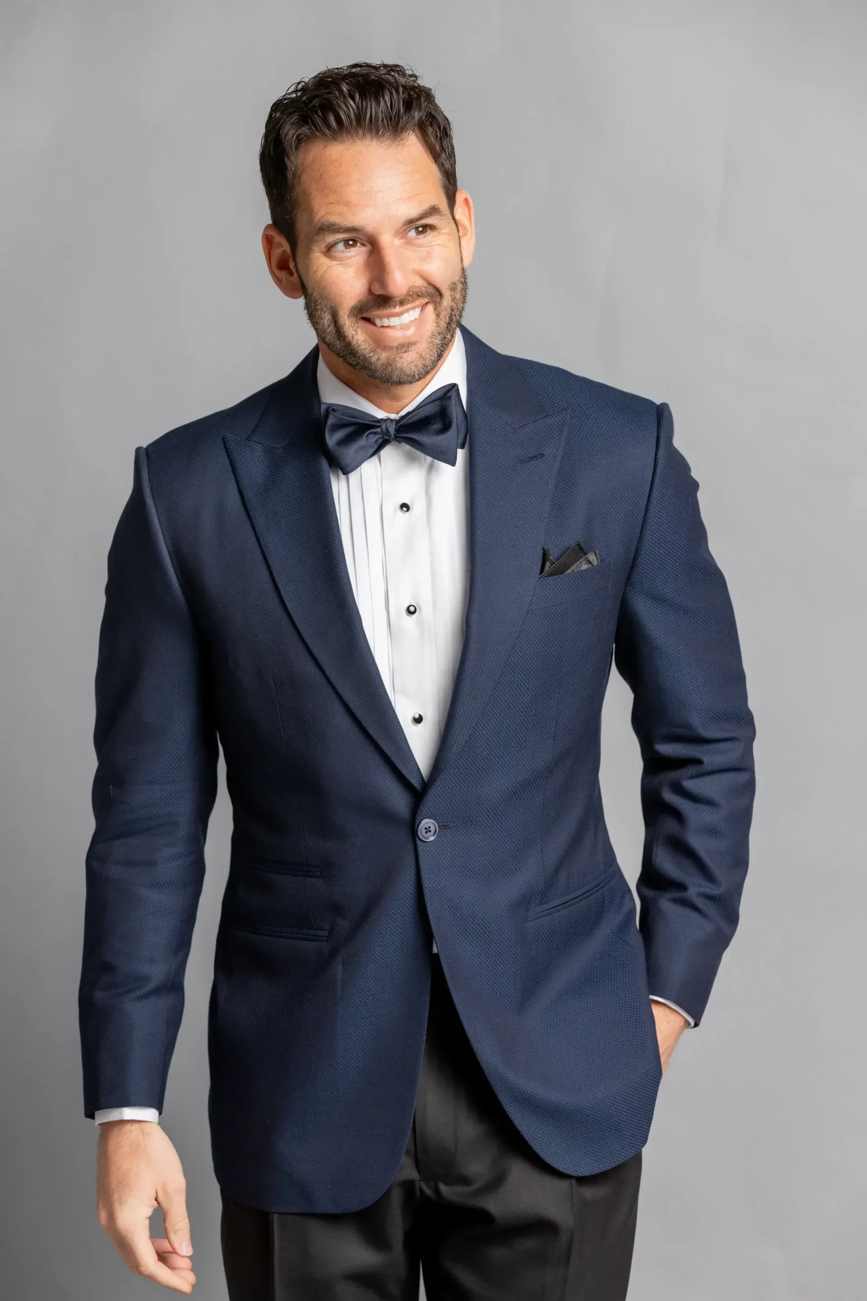 Charcoal tuxedo rental - outdoor formal event